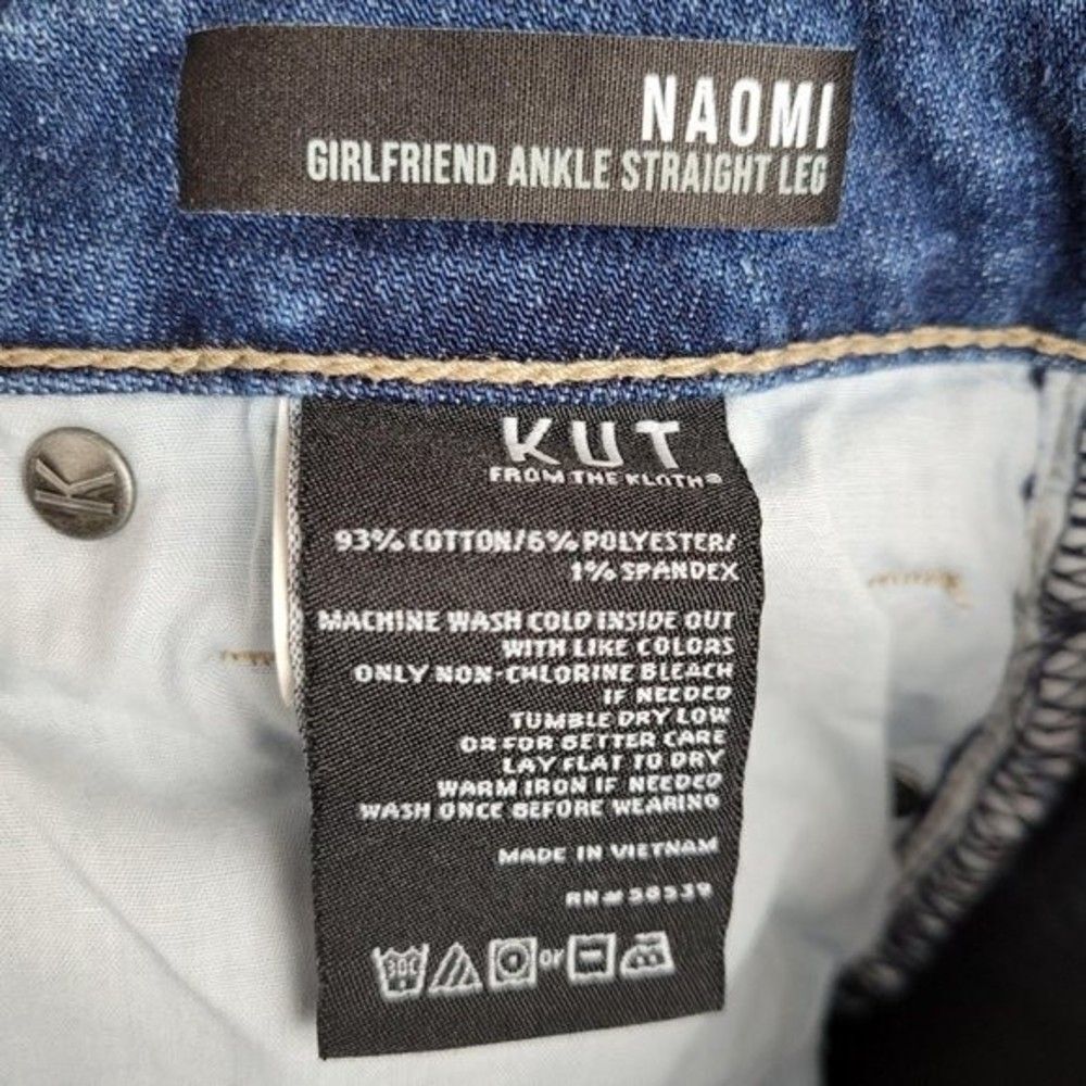 KUT From The Kloth Naomi Ankle Girlfriend Straight Leg Jeans Blue Size 00 - Picture 12 of 13